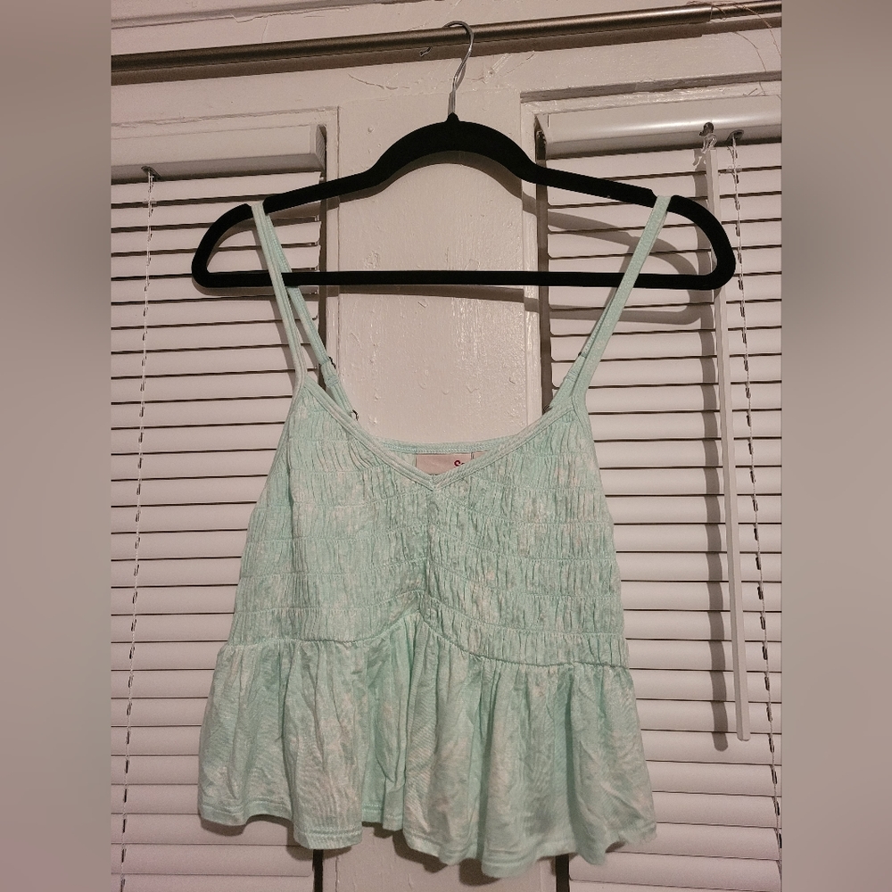 Tie Dye Mint Green Flowy Cropped Tank